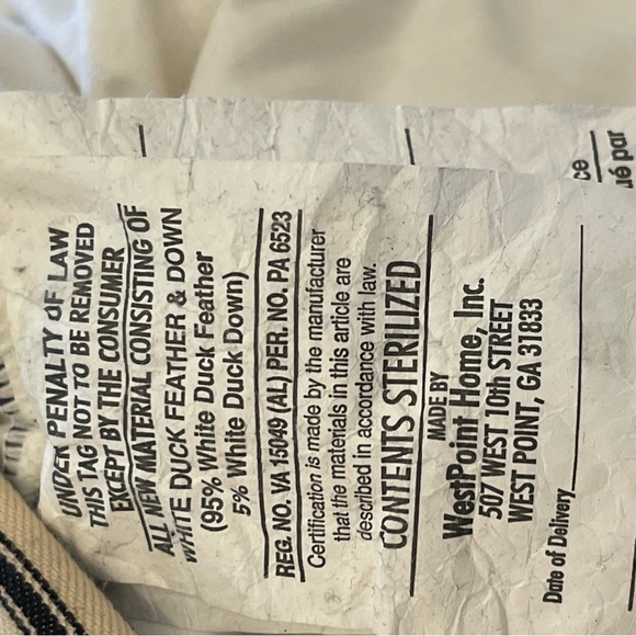 Ralph Lauren black ticking throw pillow with feather insert 22” - Picture 9 of 9